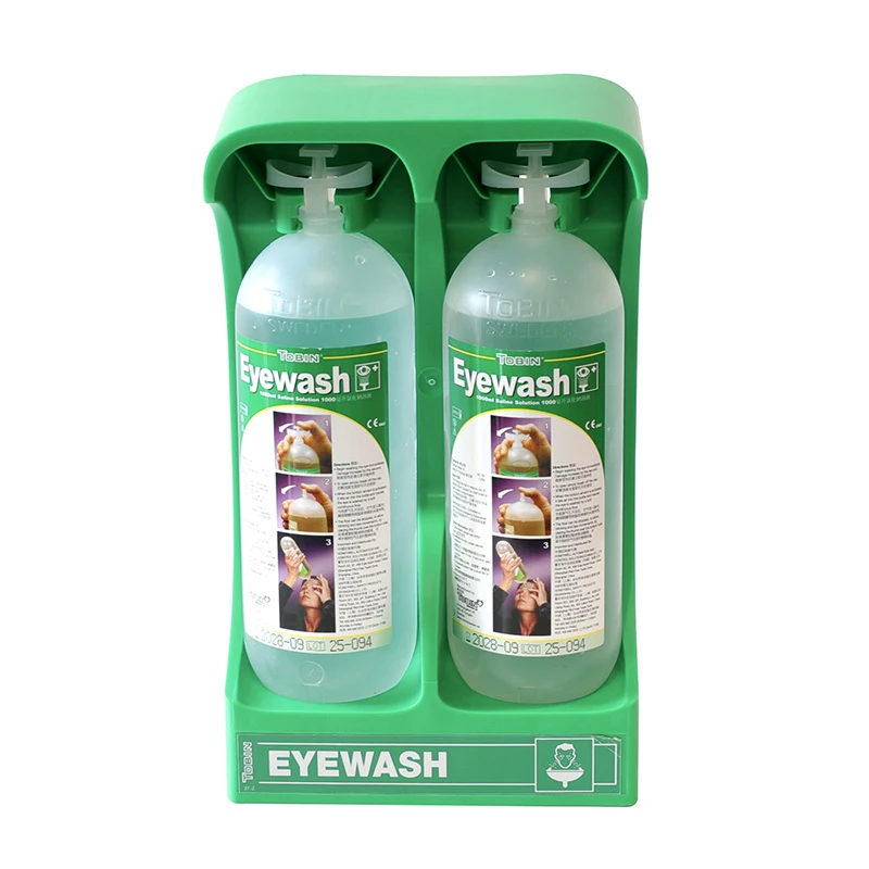 TOBIN Emergency Eyewash Solution – 1000 ml × 2 lahvičky s nástěnným držákem (SAC2127)